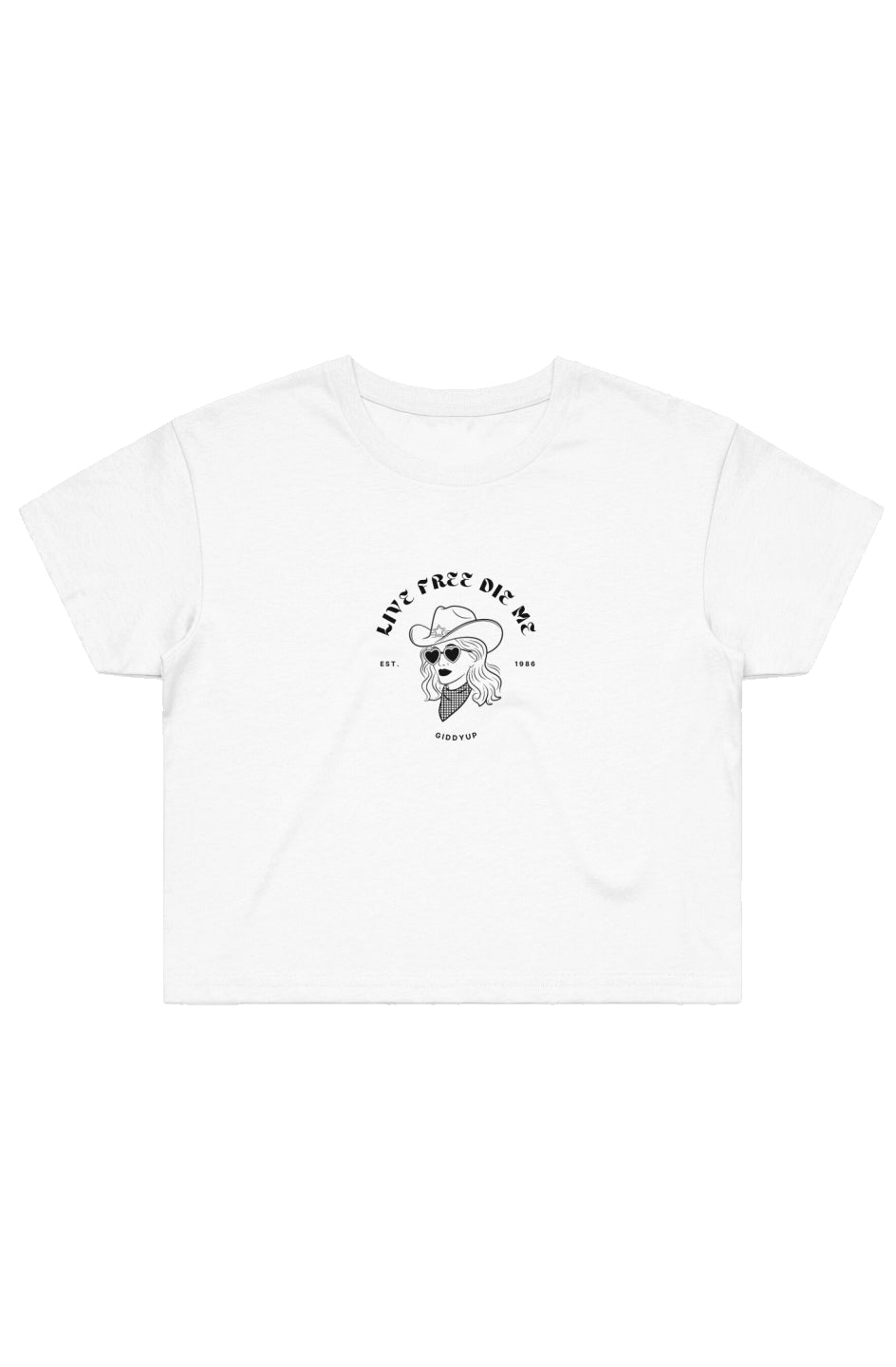 Live Free Die Me crop white