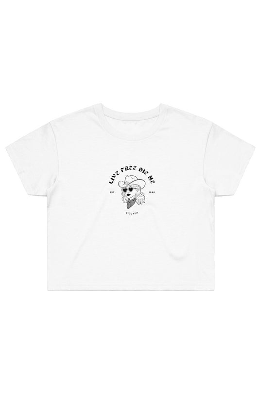 Live Free Die Me crop white